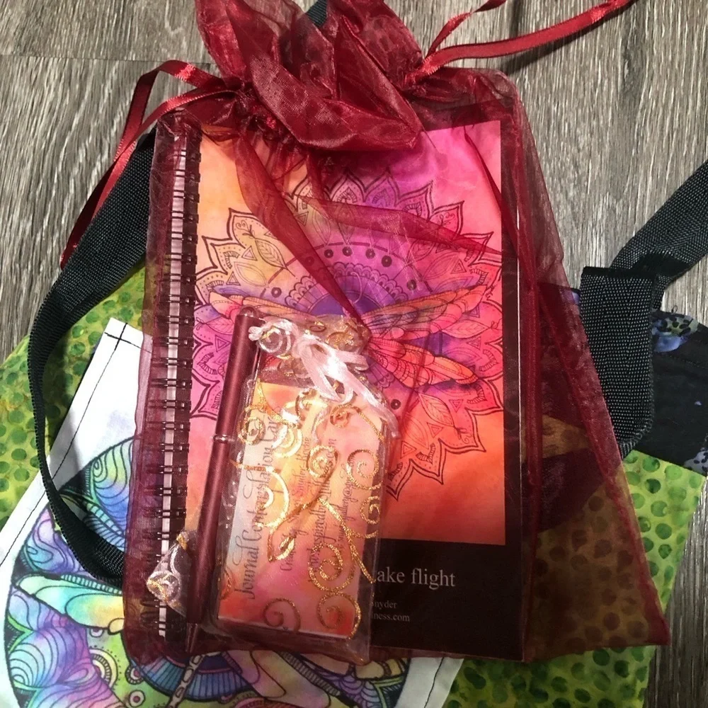 Art Inspired by Stillness Dragonfly Tote Bag & Journal Set -Hand Painted Mandala